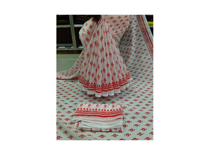 Chanderi silk sharee with blause pcs - Image 4