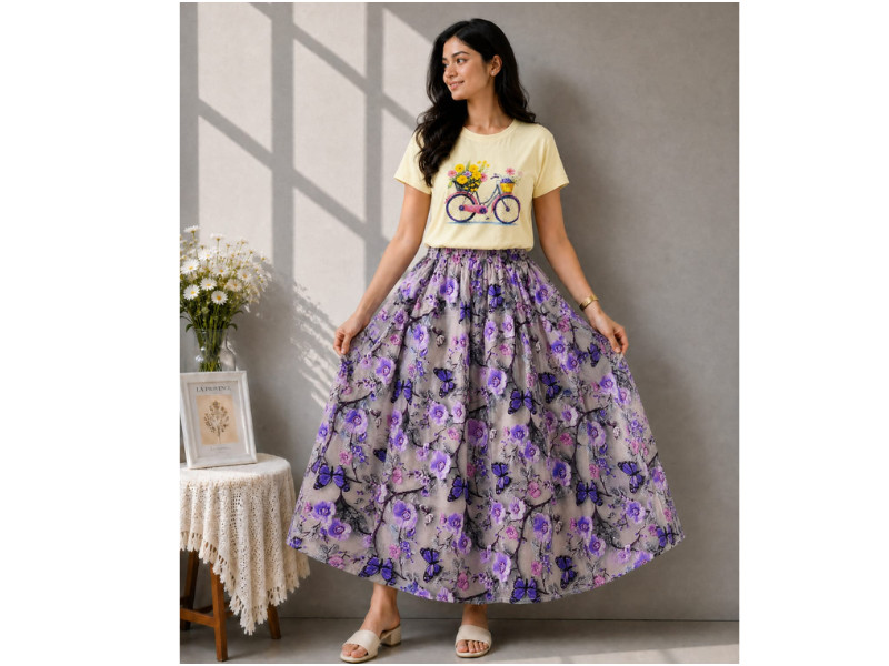 Linen Skirt and Tshirt Set