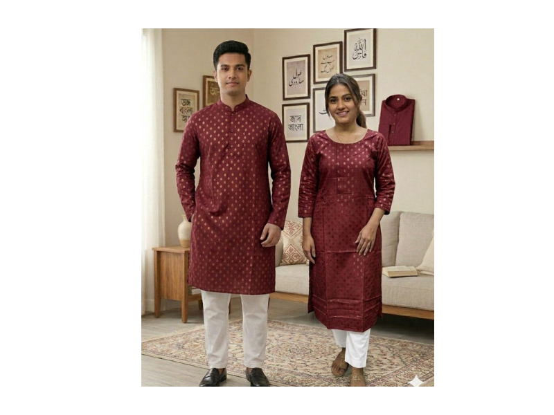 Panjabi Three Piece Couple Set