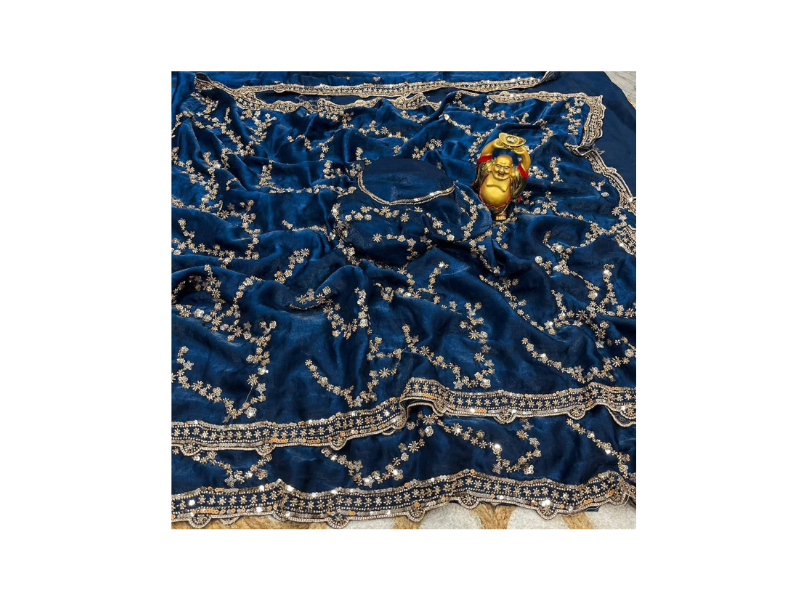 Indian Georgette Sharee with Blouse Piece - Image 7