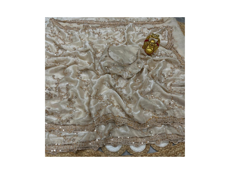 Indian Georgette Sharee with Blouse Piece - Image 8