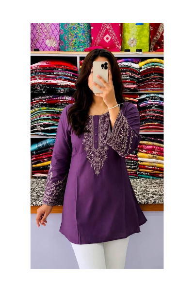 One Piece Ebmroidery Short Kurti