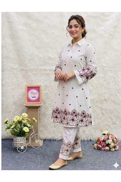 stylish Embroidery Two Piece Co-Ord Set