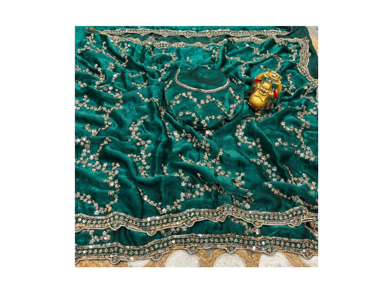 Indian Georgette Sharee with Blouse Piece - Image 10