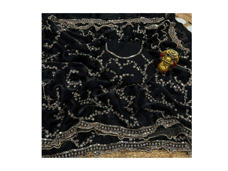 Indian Georgette Sharee with Blouse Piece - Image 12