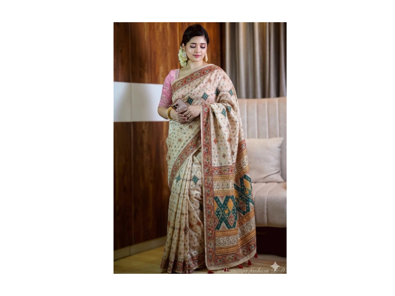 Cotton Skin Print Sharee with Blouse Piece - Image 8