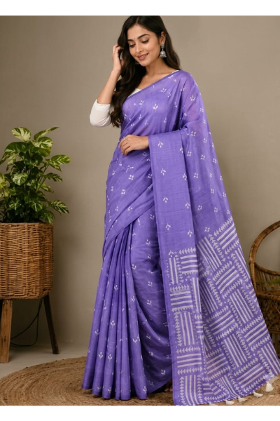 Half Silk Screen Print Saree