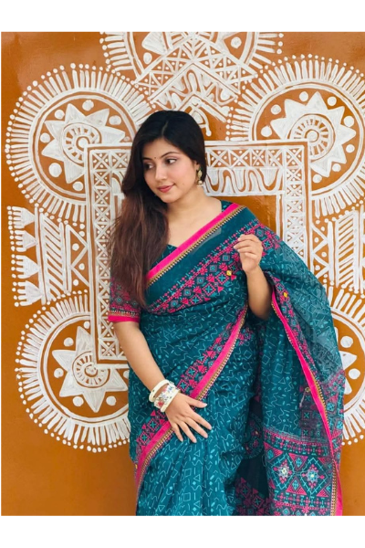 Semi Moslin Sharee with Blouse Piece