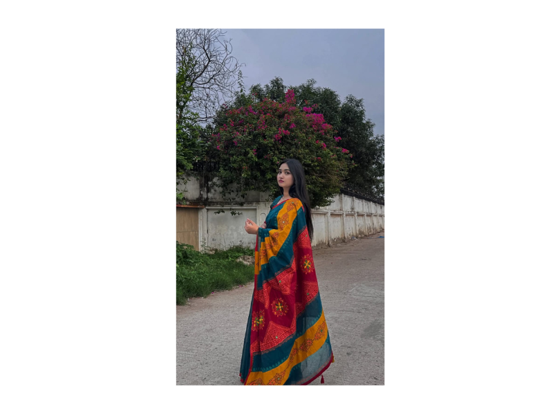 Half Silk Butik Sharee with Blouse Piece - Image 5