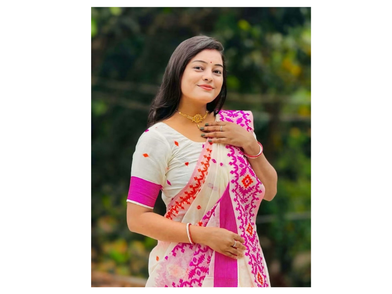 Half silk Screen Print Saree - Image 3