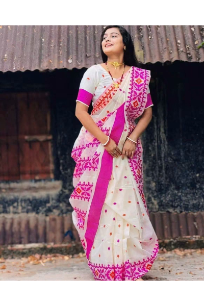 Half silk Screen Print Saree