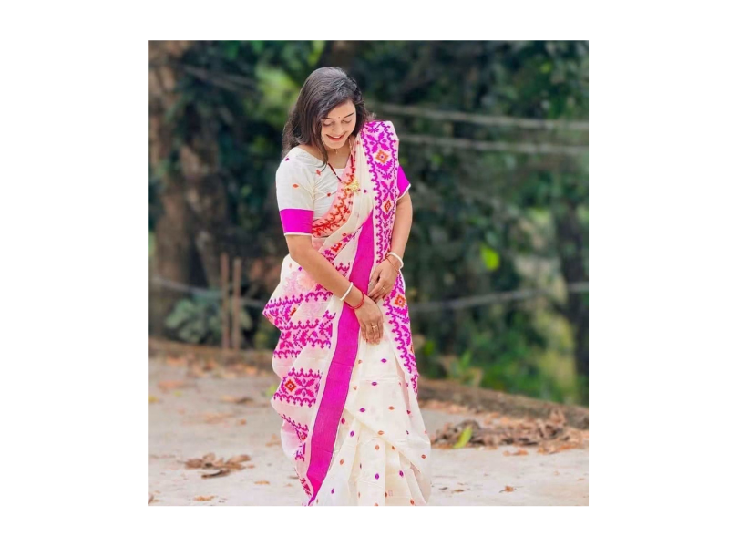Half silk Screen Print Saree - Image 4