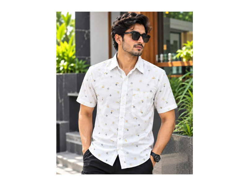 Print Shirt Cotton Half Sleeve For Men's - Image 12