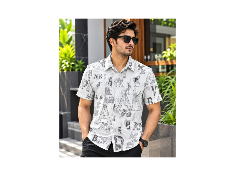 Print Shirt Cotton Half Sleeve For Men's - Image 9