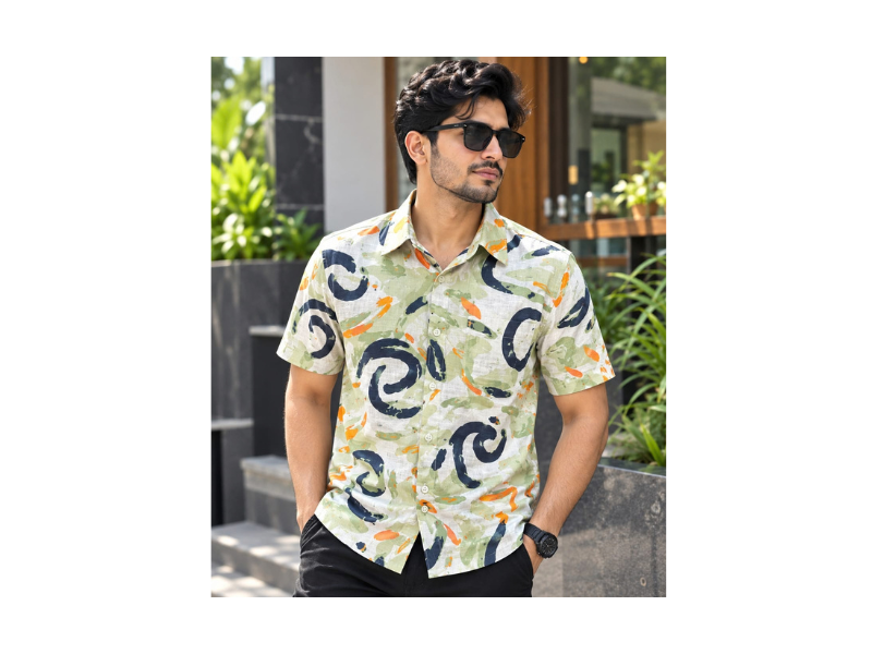Print Shirt Cotton Half Sleeve For Men's - Image 8