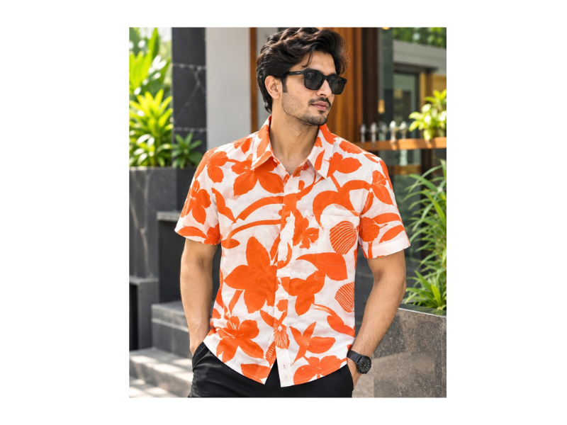 Print Shirt Cotton Half Sleeve For Men's - Image 7