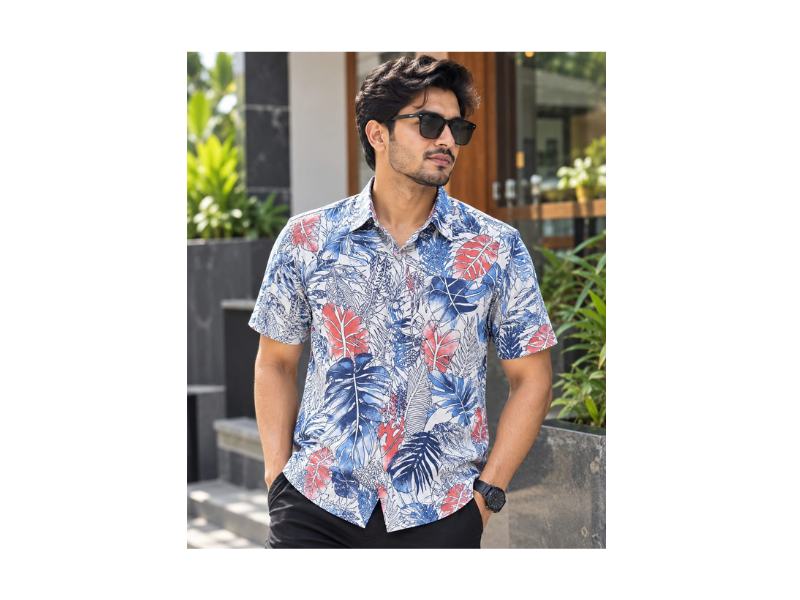 Print Shirt Cotton Half Sleeve For Men's - Image 4