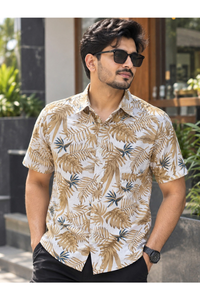 Print Shirt Cotton Half Sleeve For Men's
