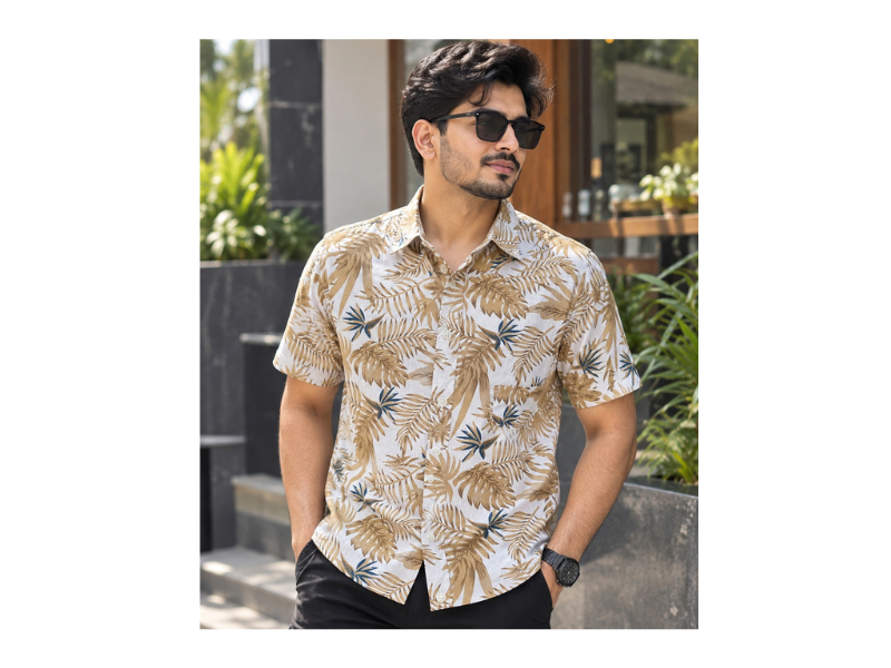 Print Shirt Cotton Half Sleeve For Men's