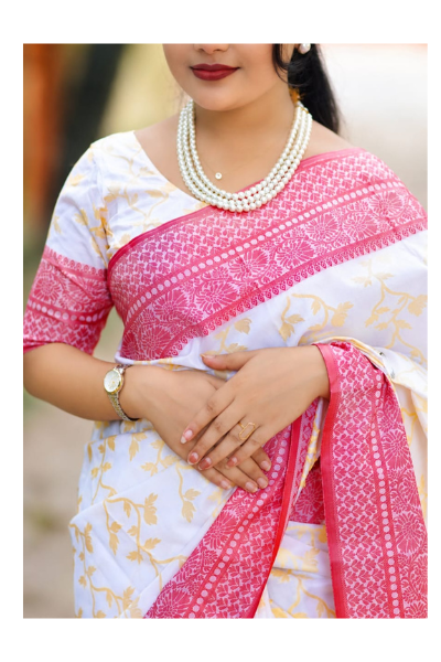 Kashmeri Katan Saree With Blause Pieace