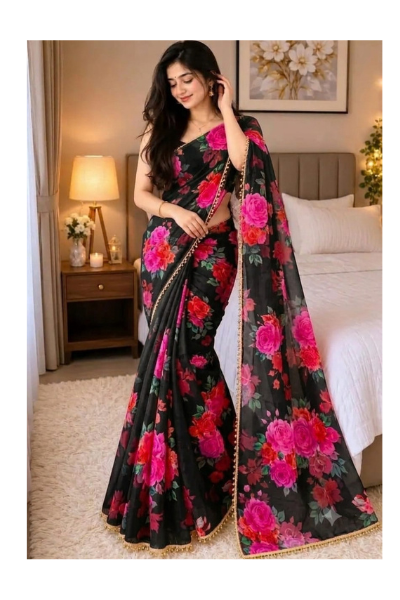 Premium Soft Georgette Saree with Pearl Work